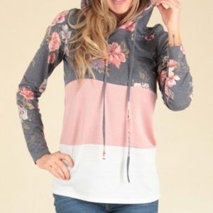 Floral Color Block Hoodie
